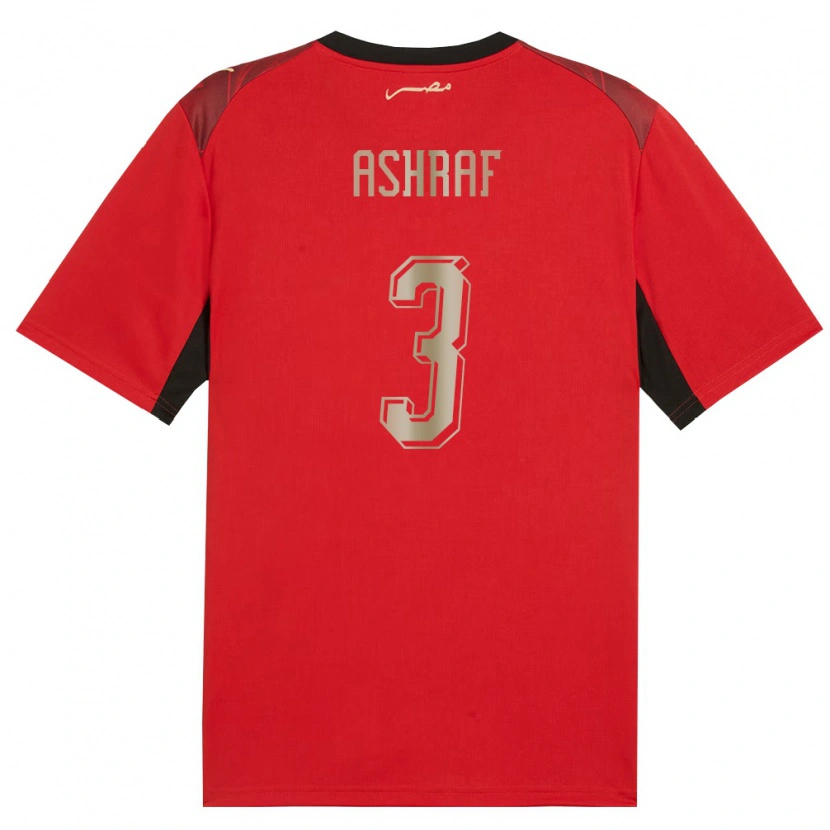 Danxen Dámské Egypt Nour Ashraf #3 Červená Černá Zlatá Domů Hráčské Dresy 26-28 Dres
