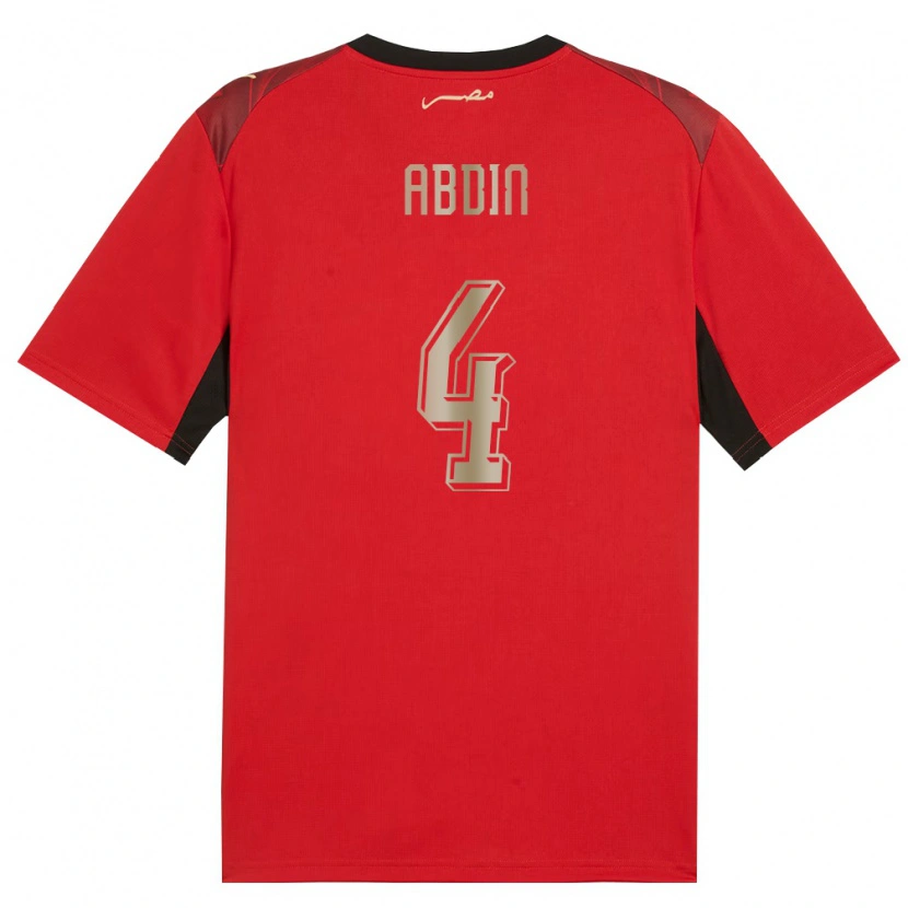 Danxen Dámské Egypt Ahmed Abdin #4 Červená Černá Zlatá Domů Hráčské Dresy 26-28 Dres