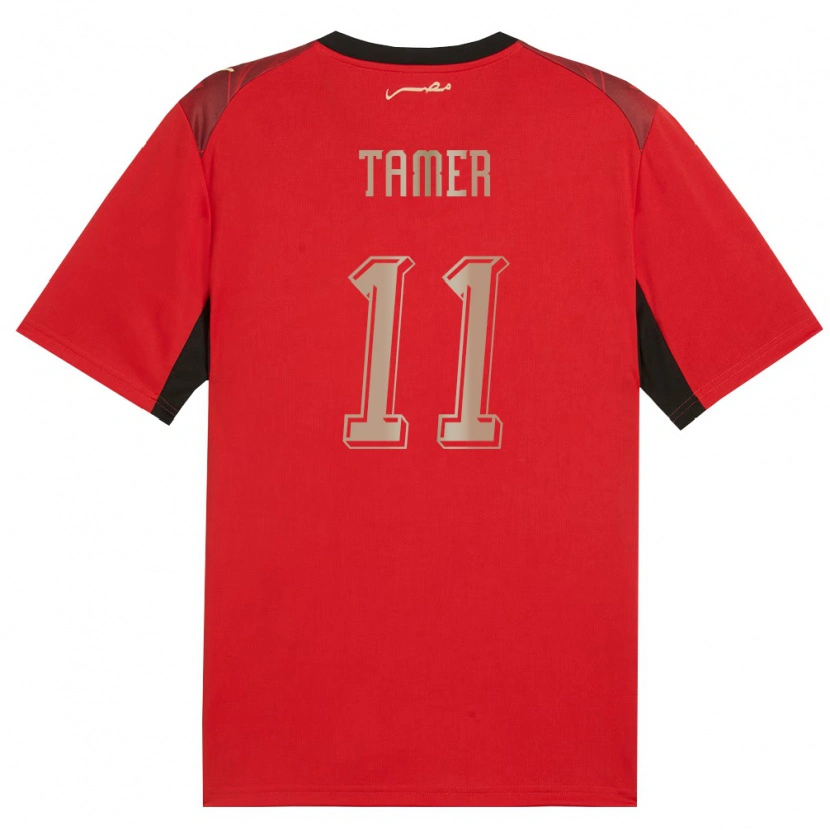 Danxen Dámské Egypt Daniel Tamer #11 Červená Černá Zlatá Domů Hráčské Dresy 26-28 Dres