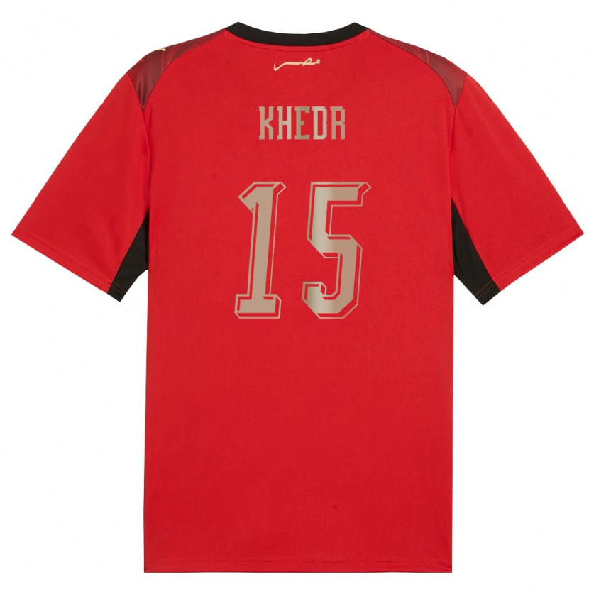 Danxen Dámské Egypt Omar Khedr #15 Červená Černá Zlatá Domů Hráčské Dresy 26-28 Dres