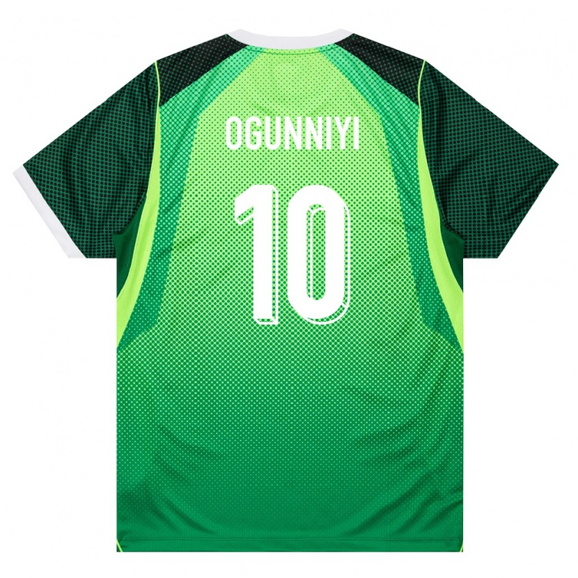 Danxen Dámské Nigérie Abiodun Ogunniyi #10 Zelená Bílá Domů Hráčské Dresy 26-28 Dres