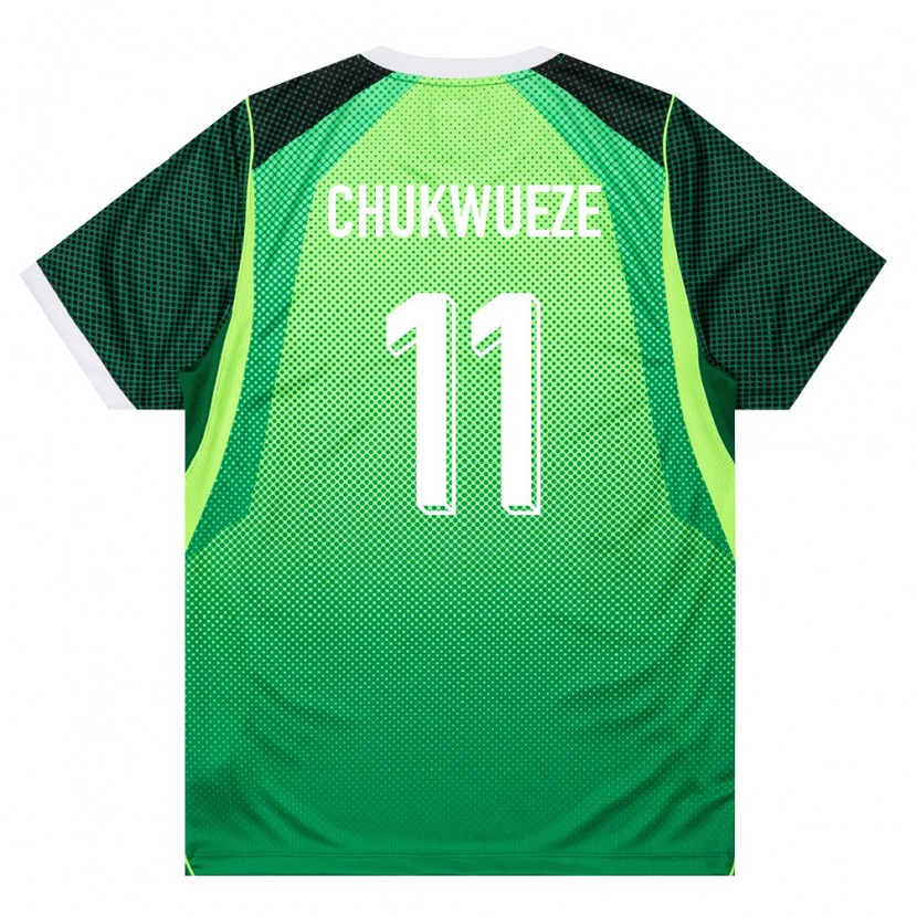 Danxen Dámské Nigérie Samuel Chukwueze #11 Zelená Bílá Domů Hráčské Dresy 26-28 Dres