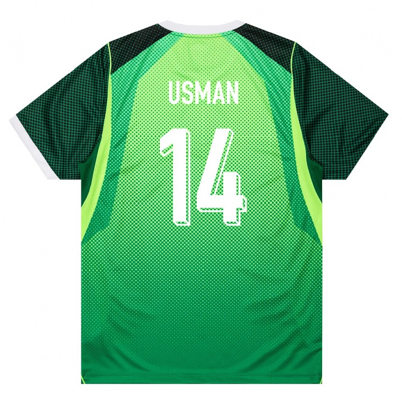 Danxen Dámské Nigérie Buhari Usman #14 Zelená Bílá Domů Hráčské Dresy 26-28 Dres