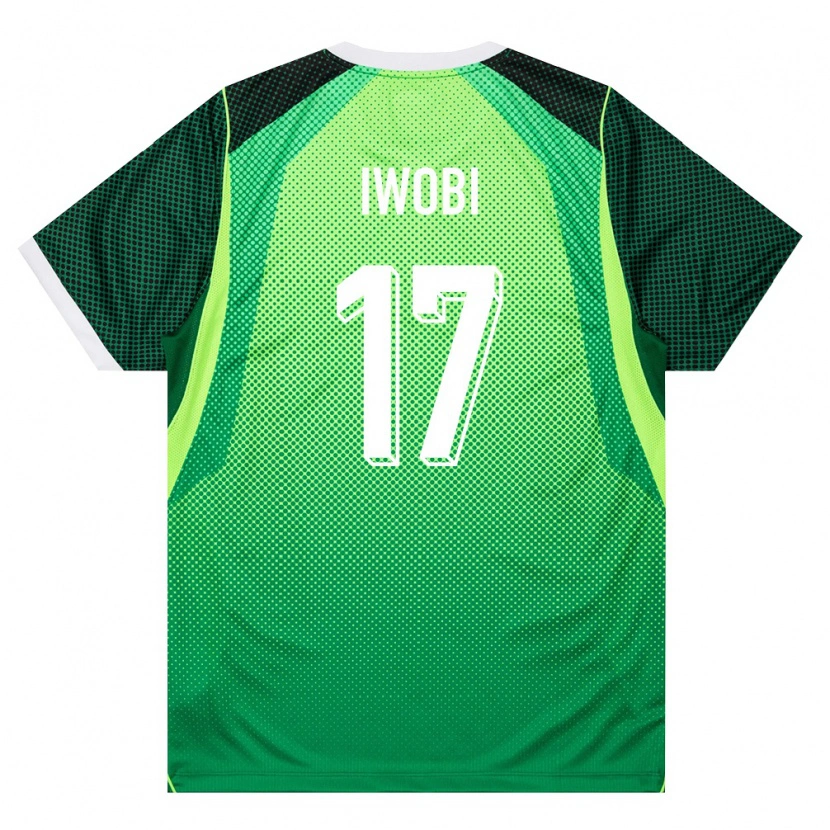 Danxen Dámské Nigérie Alex Iwobi #17 Zelená Bílá Domů Hráčské Dresy 26-28 Dres