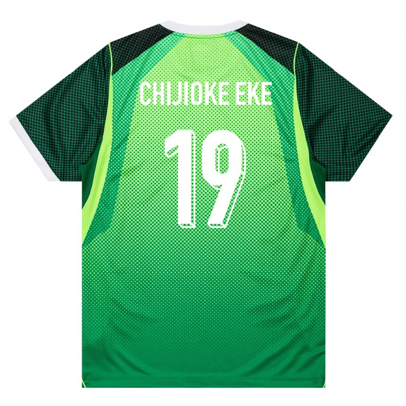 Danxen Dámské Nigérie Light Chijioke Eke #19 Zelená Bílá Domů Hráčské Dresy 26-28 Dres