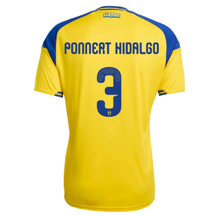 Danxen Dámské Švédsko Vicente Ponnert Hidalgo #3 Žlutá Modrá Bílá Domů Hráčské Dresy 26-28 Dres