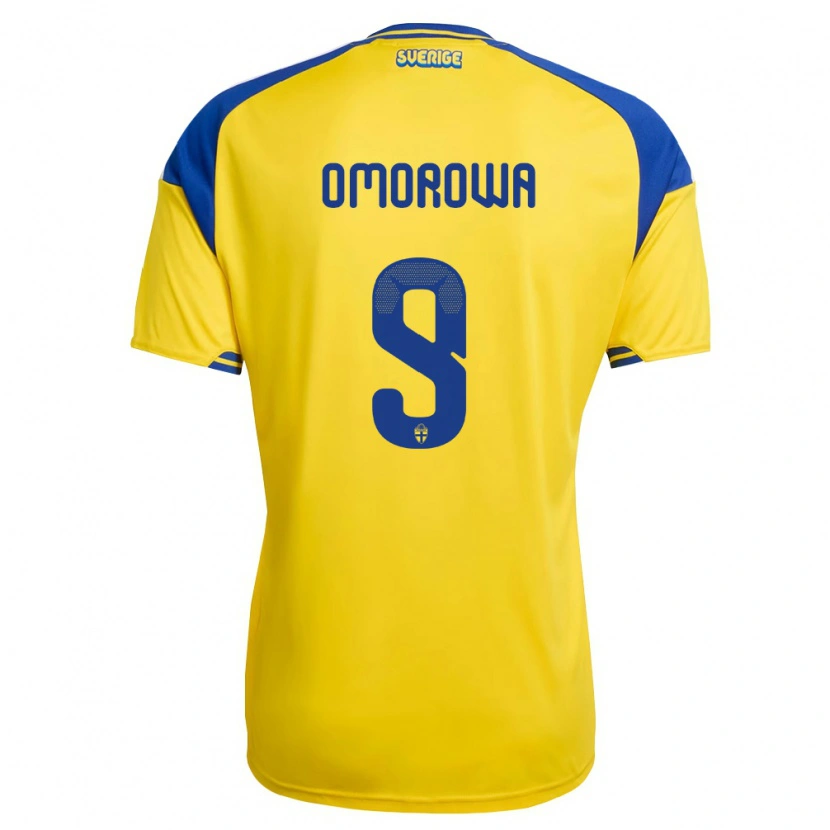 Danxen Dámské Švédsko Richie Omorowa #9 Žlutá Modrá Bílá Domů Hráčské Dresy 26-28 Dres