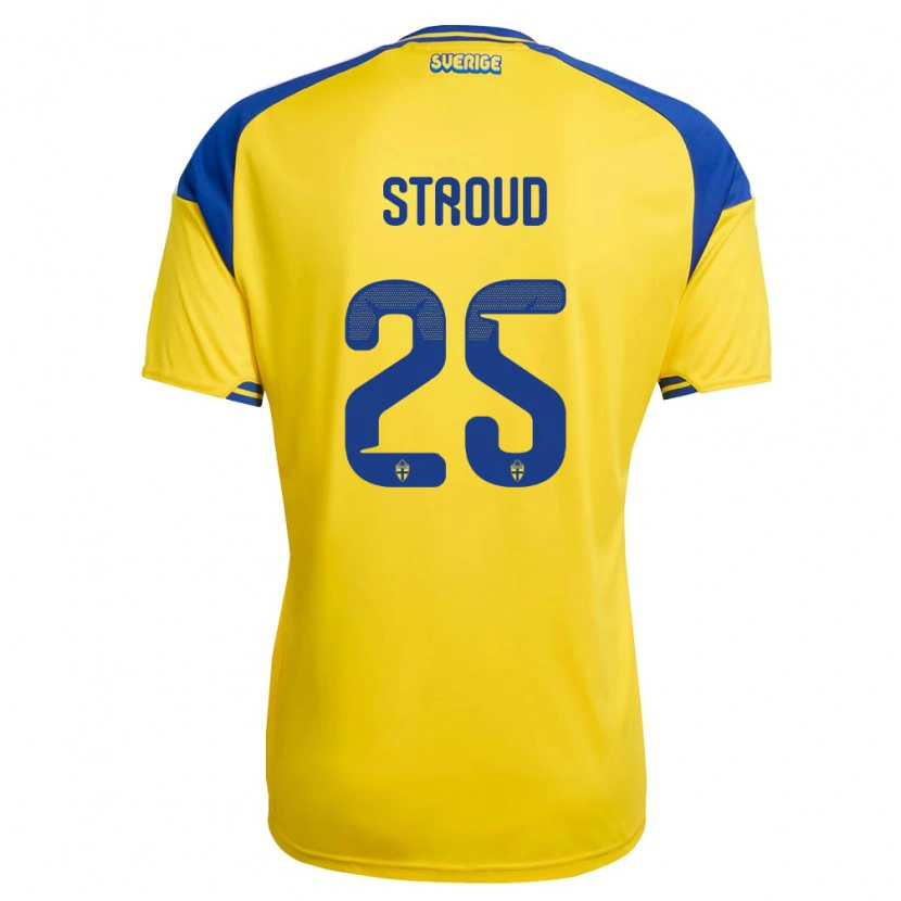 Danxen Dámské Švédsko Elliot Stroud #25 Žlutá Modrá Bílá Domů Hráčské Dresy 26-28 Dres