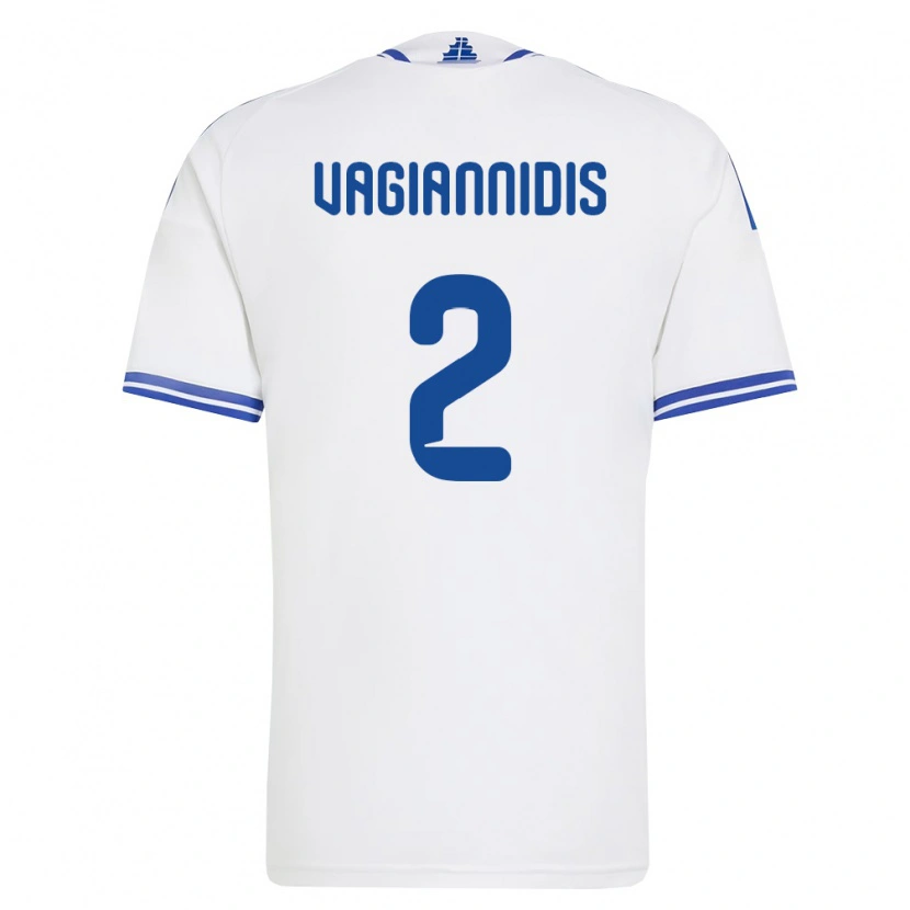 Danxen Dámské Řecko Georgios Vagiannidis #2 Bílá Modrá Domů Hráčské Dresy 26-28 Dres