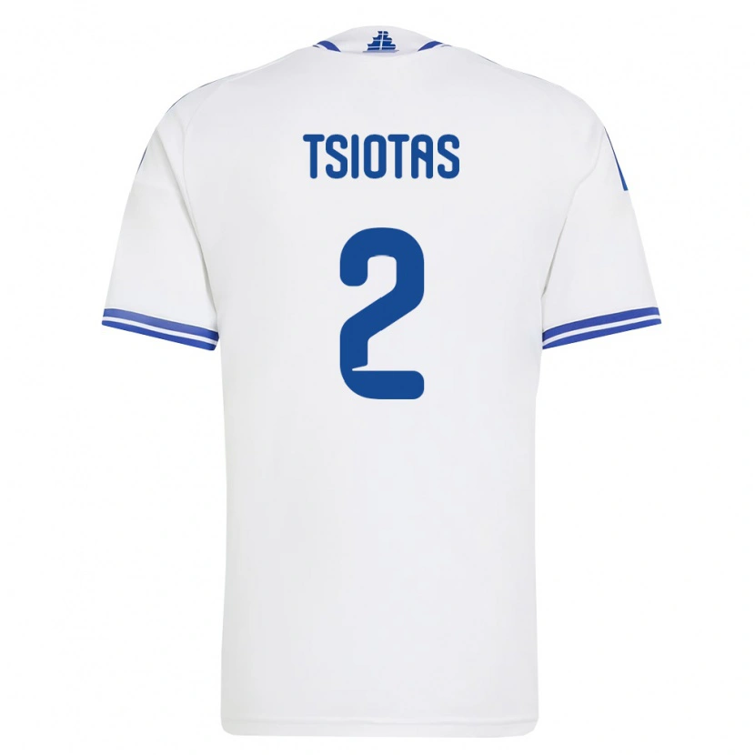 Danxen Dámské Řecko Pavlos Tsiotas #2 Bílá Modrá Domů Hráčské Dresy 26-28 Dres