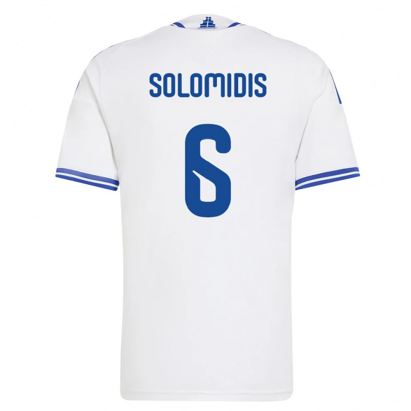 Danxen Dámské Řecko Fotios Solomidis #6 Bílá Modrá Domů Hráčské Dresy 26-28 Dres