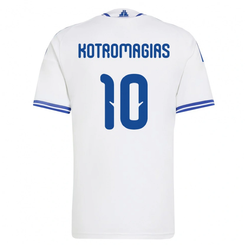 Danxen Dámské Řecko Dimitrios Kotromagias #10 Bílá Modrá Domů Hráčské Dresy 26-28 Dres