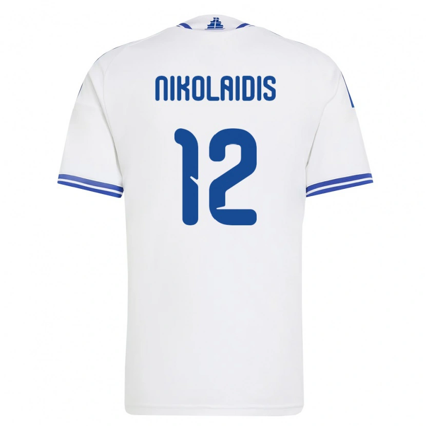 Danxen Dámské Řecko Georgios Nikolaidis #12 Bílá Modrá Domů Hráčské Dresy 26-28 Dres