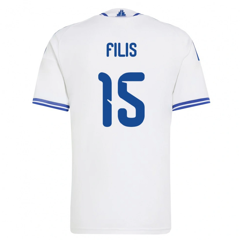 Danxen Dámské Řecko Christos Filis #15 Bílá Modrá Domů Hráčské Dresy 26-28 Dres
