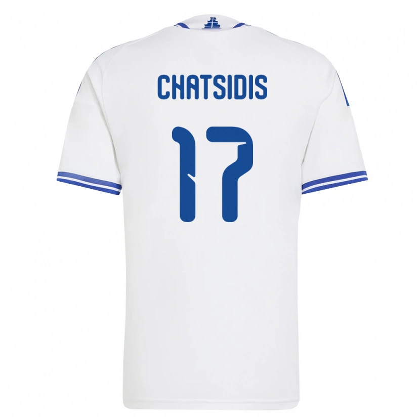 Danxen Dámské Řecko Dimitrios Chatsidis #17 Bílá Modrá Domů Hráčské Dresy 26-28 Dres