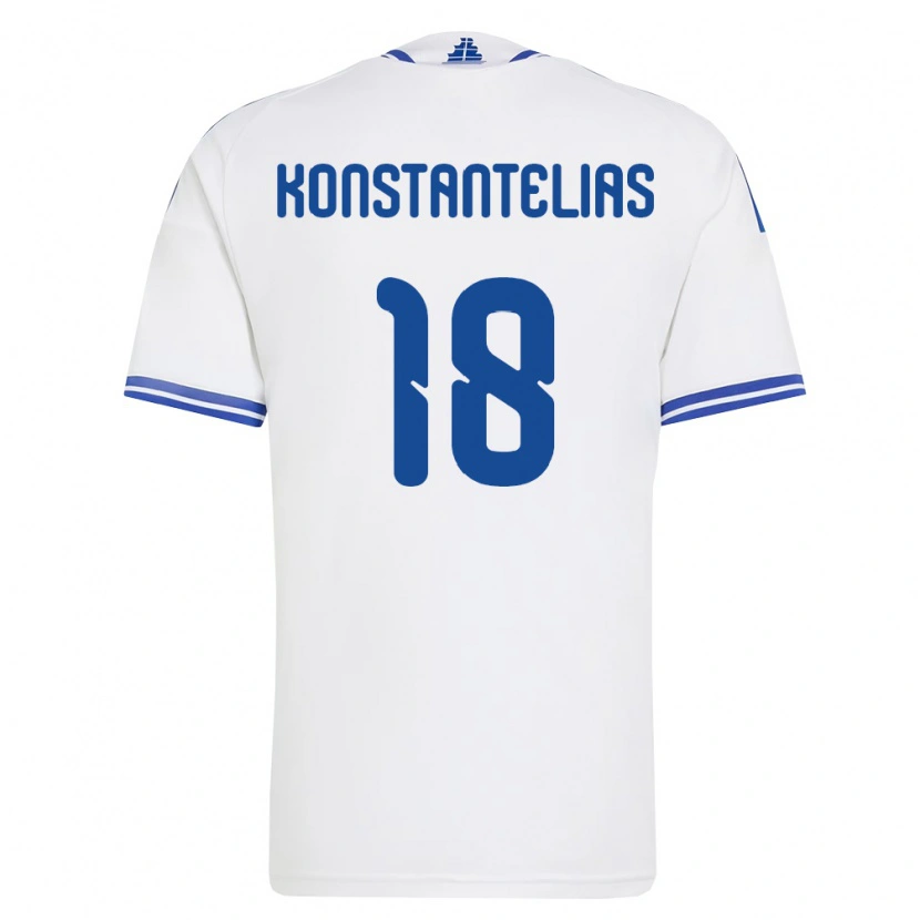 Danxen Dámské Řecko Giannis Konstantelias #18 Bílá Modrá Domů Hráčské Dresy 26-28 Dres