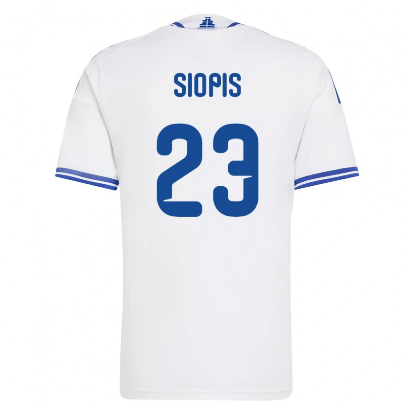 Danxen Dámské Řecko Manolis Siopis #23 Bílá Modrá Domů Hráčské Dresy 26-28 Dres
