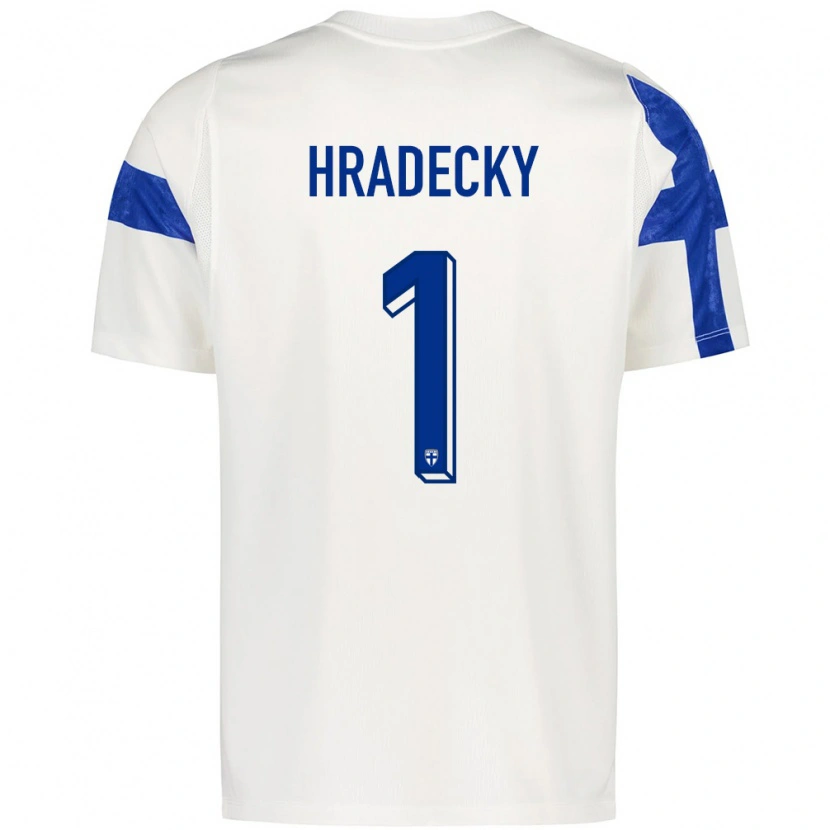 Danxen Dámské Finsko Lukas Hradecky #1 Bílá Modrá Domů Hráčské Dresy 26-28 Dres