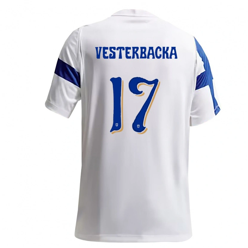 Danxen Dámské Finsko Leon Vesterbacka #17 Bílá Modrá Domů Hráčské Dresy 26-28 Dres