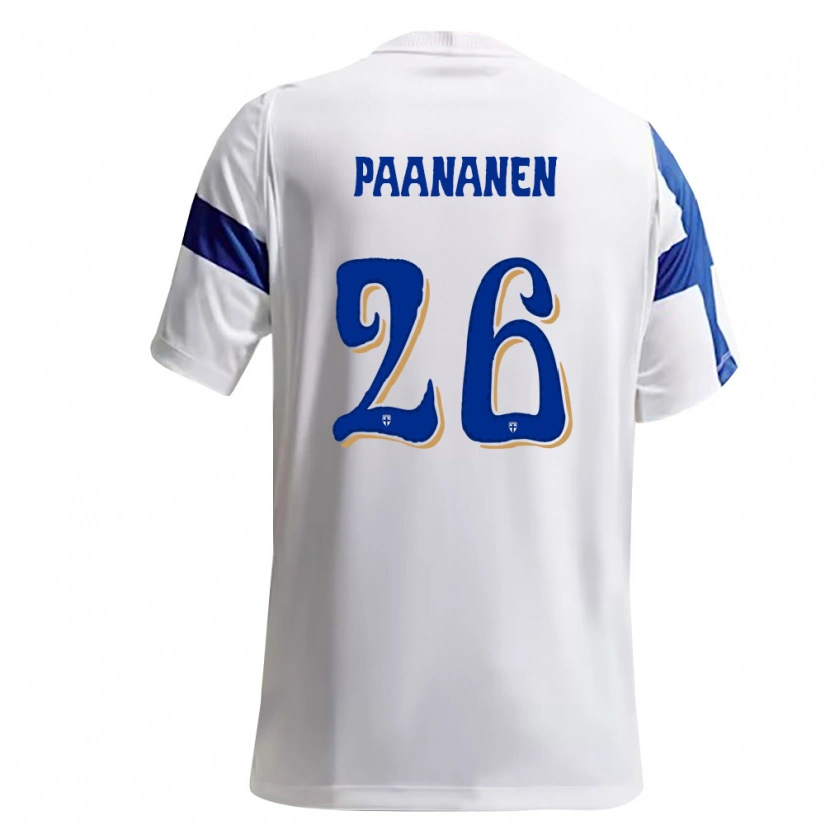 Danxen Dámské Finsko Kasper Paananen #26 Bílá Modrá Domů Hráčské Dresy 26-28 Dres