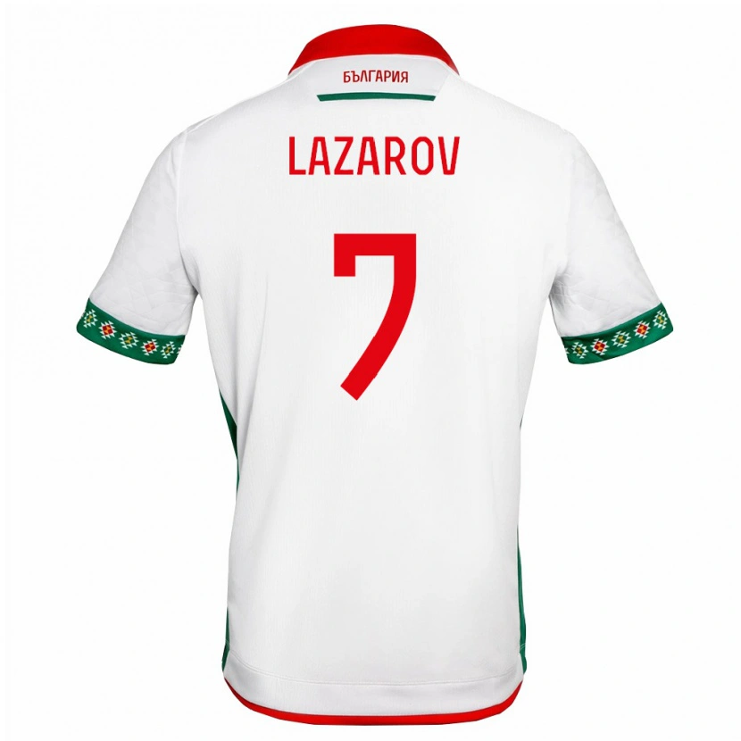 Danxen Dámské Bulharsko Georgi Lazarov #7 Bílá Zelená Červená Domů Hráčské Dresy 26-28 Dres