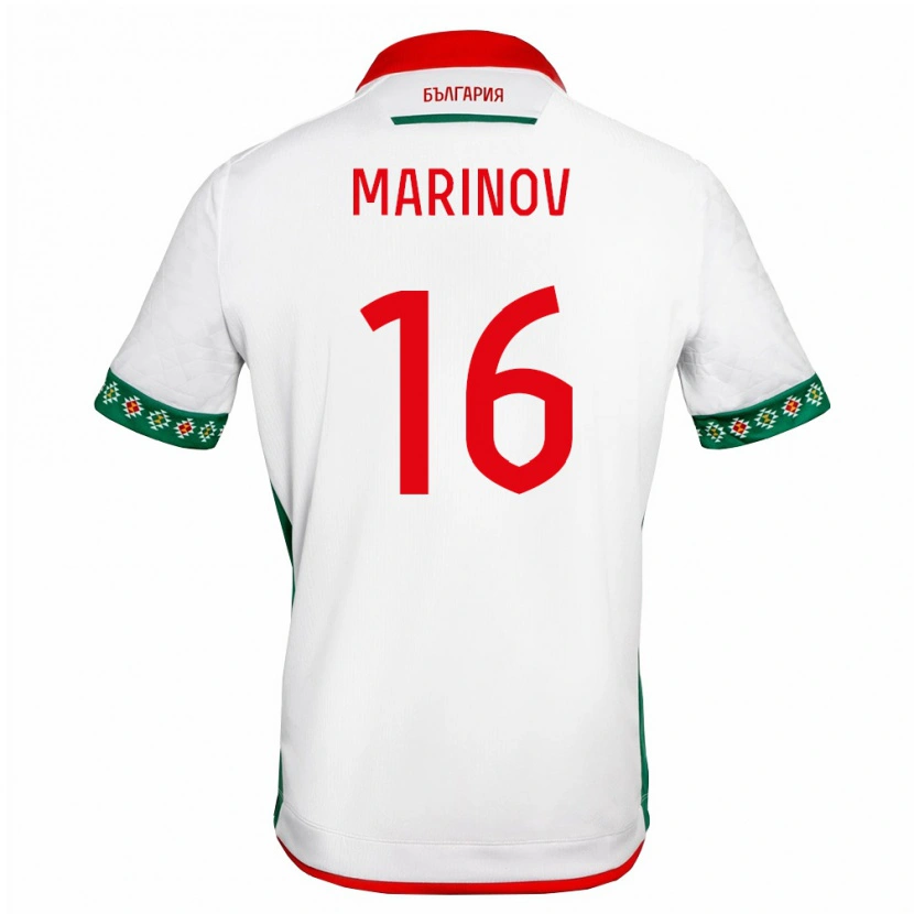 Danxen Dámské Bulharsko Tsvetoslav Marinov #16 Bílá Zelená Červená Domů Hráčské Dresy 26-28 Dres
