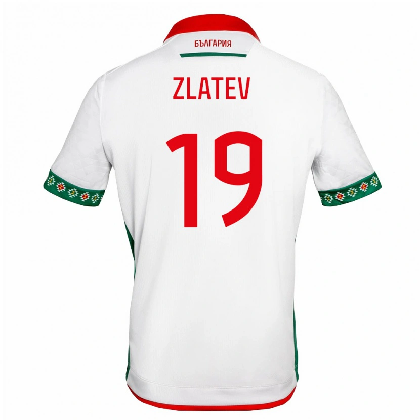 Danxen Dámské Bulharsko Nikolay Zlatev #19 Bílá Zelená Červená Domů Hráčské Dresy 26-28 Dres