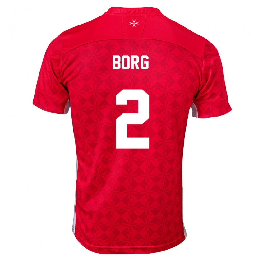 Danxen Dámské Malta Jean Borg #2 Červená Bílá Domů Hráčské Dresy 26-28 Dres