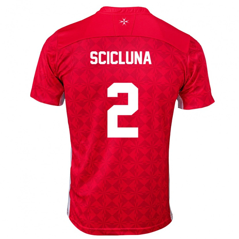 Danxen Dámské Malta Julian Scicluna #2 Červená Bílá Domů Hráčské Dresy 26-28 Dres