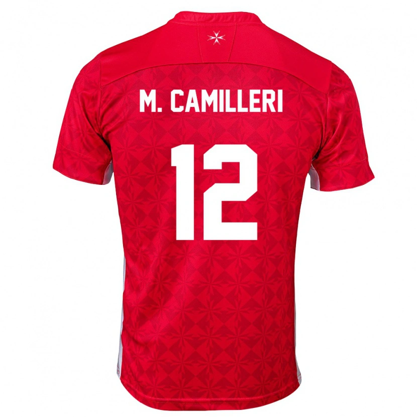 Danxen Dámské Malta Miguel Camilleri #12 Červená Bílá Domů Hráčské Dresy 26-28 Dres