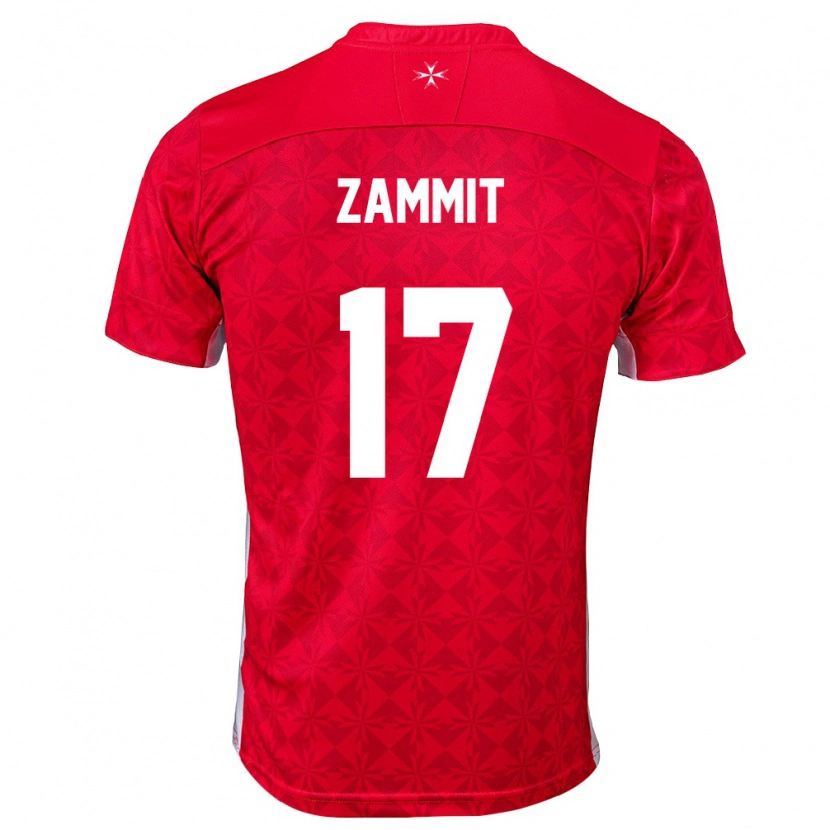 Danxen Dámské Malta Andrea Zammit #17 Červená Bílá Domů Hráčské Dresy 26-28 Dres