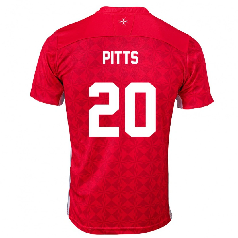Danxen Dámské Malta Josh Pitts #20 Červená Bílá Domů Hráčské Dresy 26-28 Dres