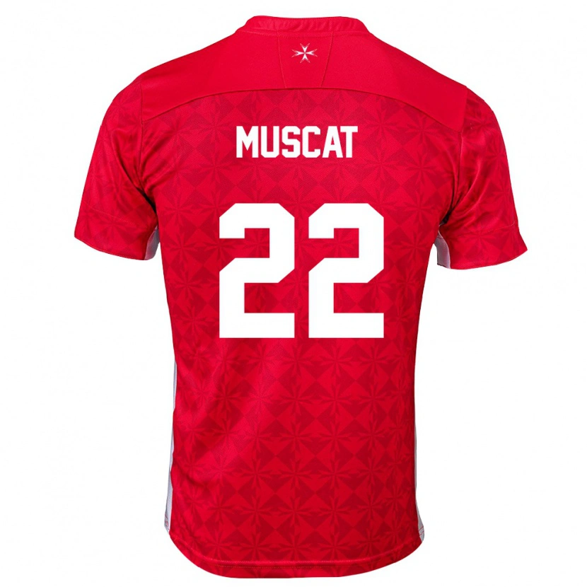 Danxen Dámské Malta Zach Muscat #22 Červená Bílá Domů Hráčské Dresy 26-28 Dres