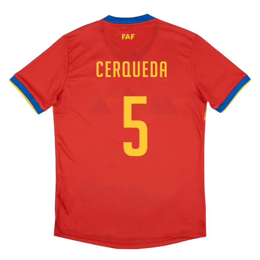 Danxen Dámské Andorra Eric Cerqueda #5 Červená Modrá Žlutá Domů Hráčské Dresy 26-28 Dres