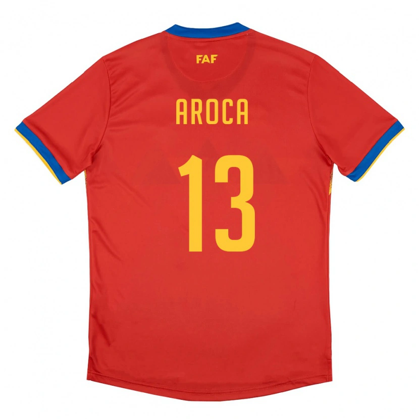 Danxen Dámské Andorra Víctor Aroca #13 Červená Modrá Žlutá Domů Hráčské Dresy 26-28 Dres