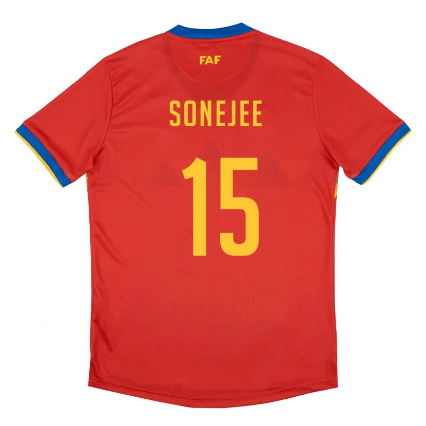 Danxen Dámské Andorra Ayan Sonejee #15 Červená Modrá Žlutá Domů Hráčské Dresy 26-28 Dres