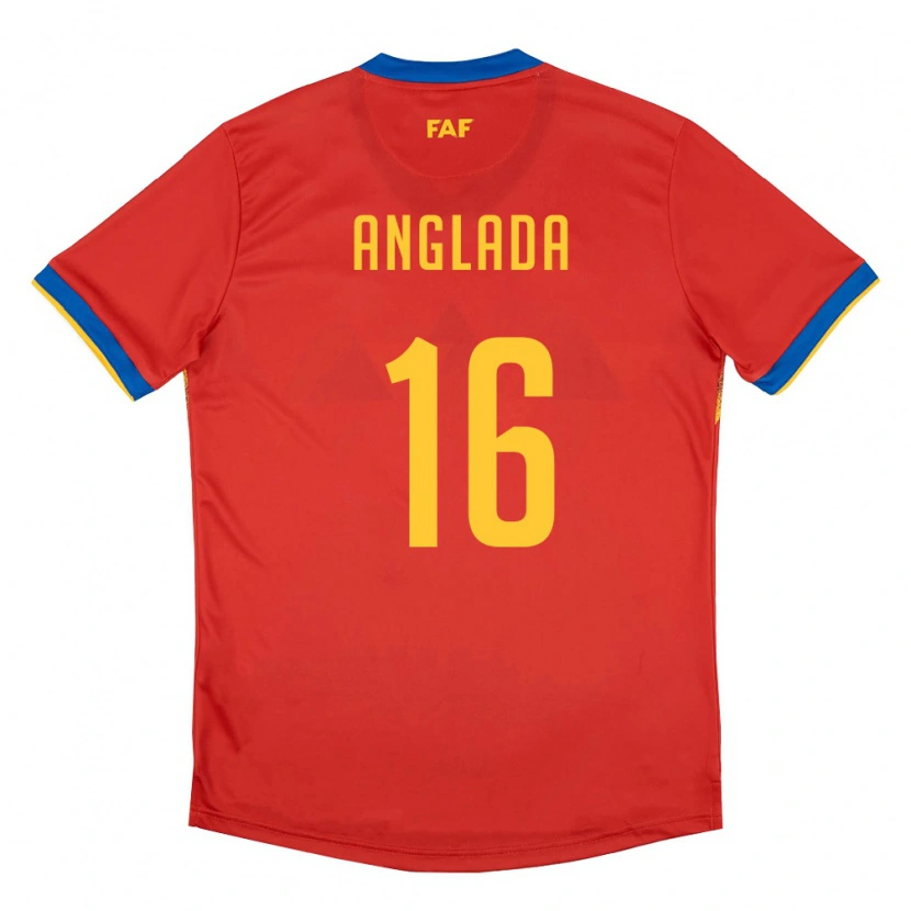 Danxen Dámské Andorra Manel Anglada #16 Červená Modrá Žlutá Domů Hráčské Dresy 26-28 Dres