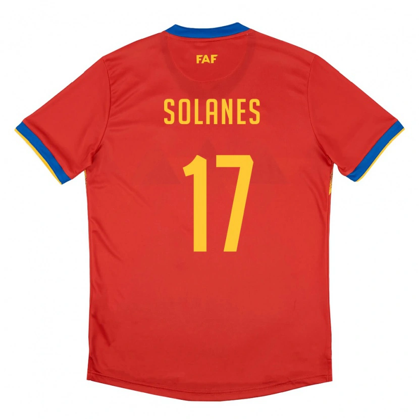 Danxen Dámské Andorra Albert Solanes #17 Červená Modrá Žlutá Domů Hráčské Dresy 26-28 Dres
