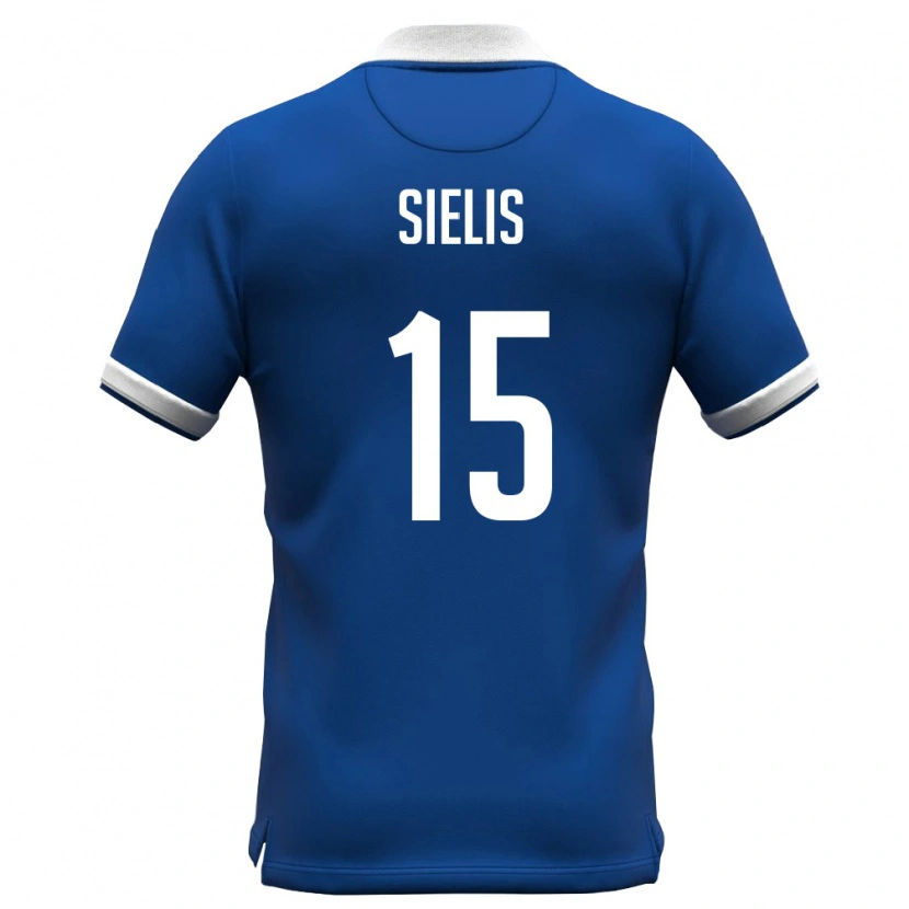 Danxen Dámské Kypr Christos Sielis #15 Královská Modrá Bílá Domů Hráčské Dresy 26-28 Dres