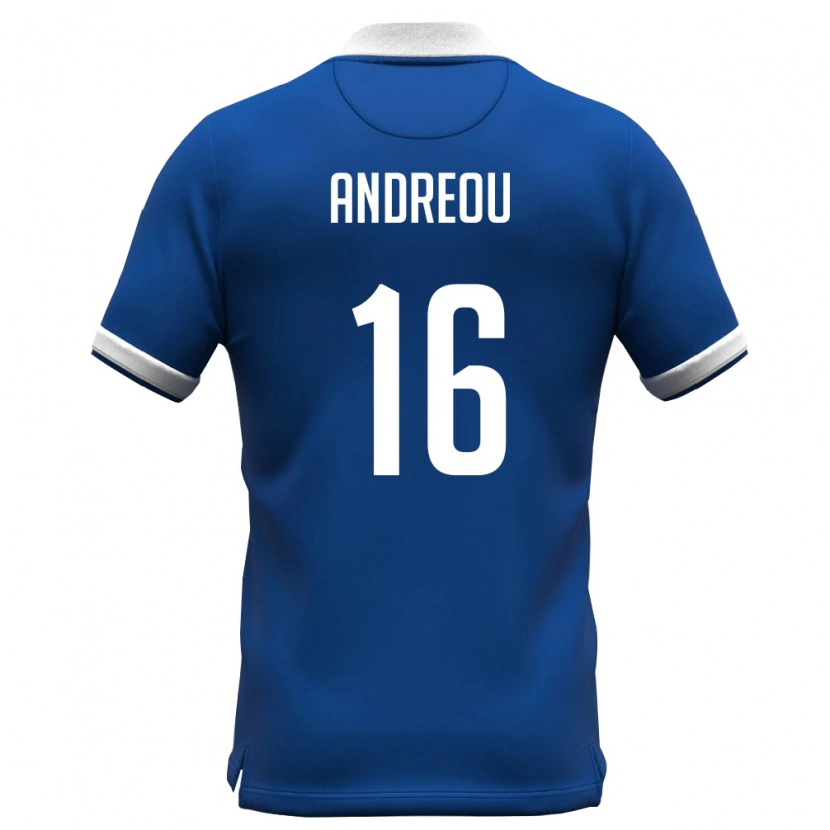 Danxen Dámské Kypr Panagiotis Andreou #16 Královská Modrá Bílá Domů Hráčské Dresy 26-28 Dres