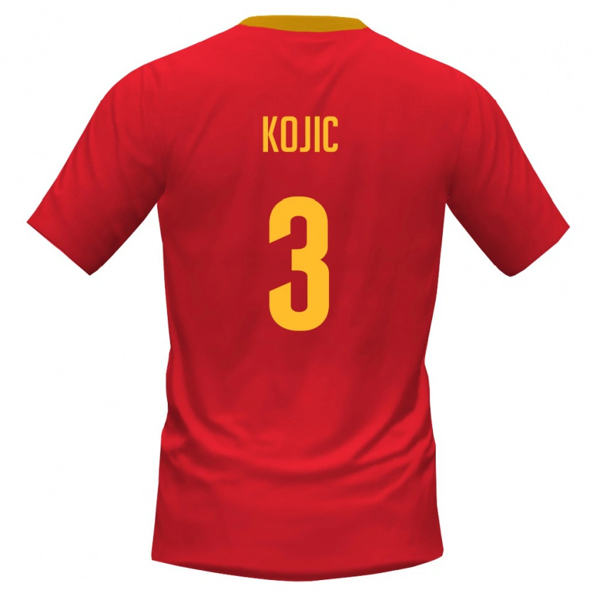 Danxen Dámské Černá Hora Meldin Kojic #3 Červená Žlutá Domů Hráčské Dresy 26-28 Dres