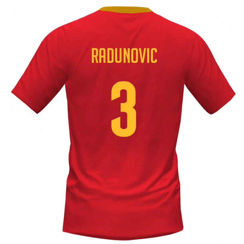 Danxen Dámské Černá Hora Risto Radunovic #3 Červená Žlutá Domů Hráčské Dresy 26-28 Dres