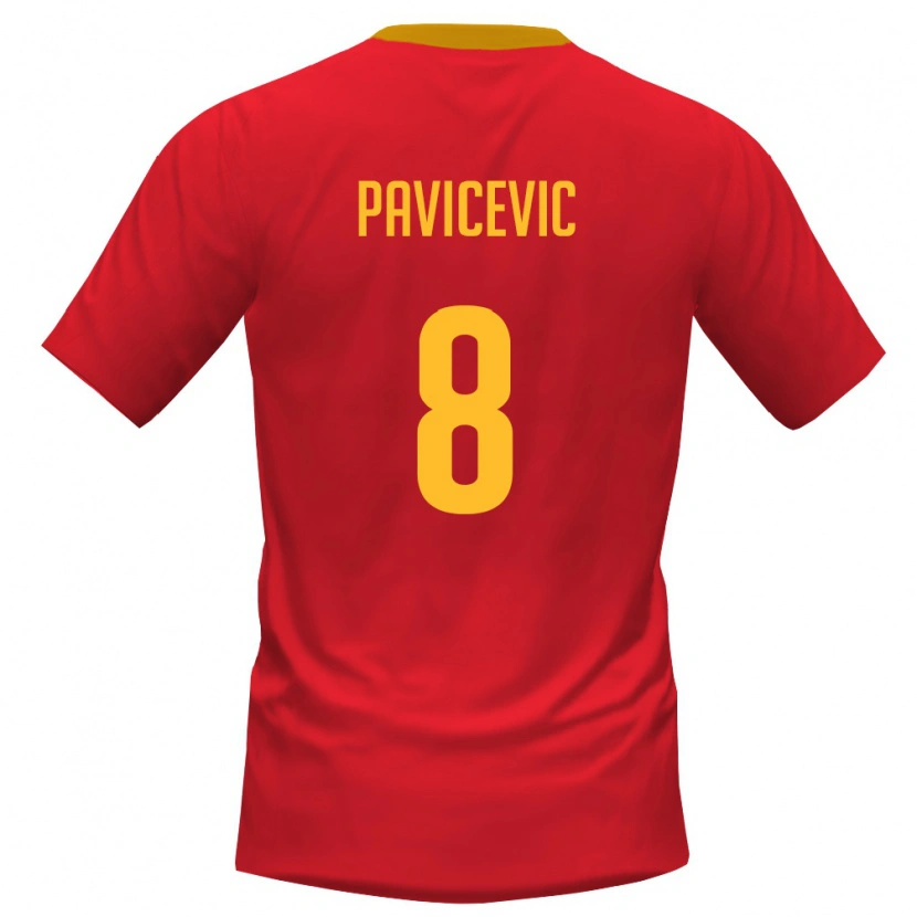 Danxen Dámské Černá Hora Vuk Pavicevic #8 Červená Žlutá Domů Hráčské Dresy 26-28 Dres