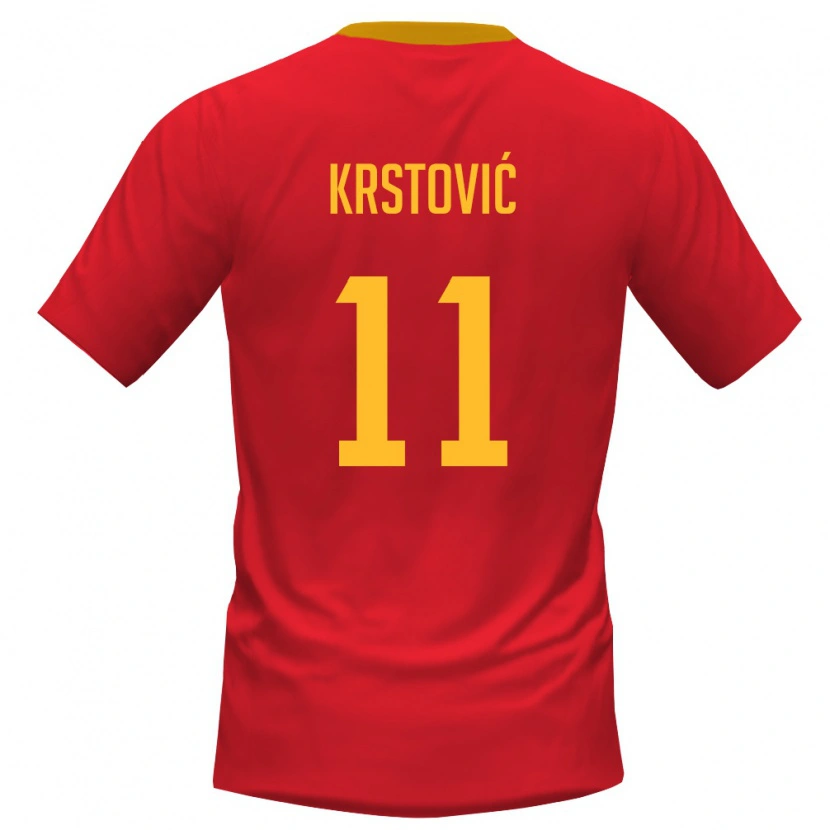 Danxen Dámské Černá Hora Nikola Krstović #11 Červená Žlutá Domů Hráčské Dresy 26-28 Dres