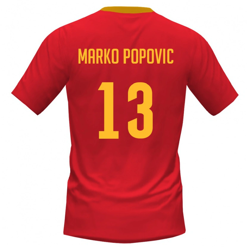 Danxen Dámské Černá Hora Marko Popovic #13 Červená Žlutá Domů Hráčské Dresy 26-28 Dres