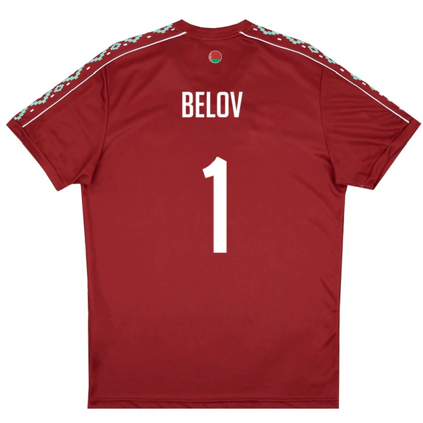 Danxen Dámské Bělorusko Maksim Belov #1 Tmavě Červená Bílá Domů Hráčské Dresy 26-28 Dres