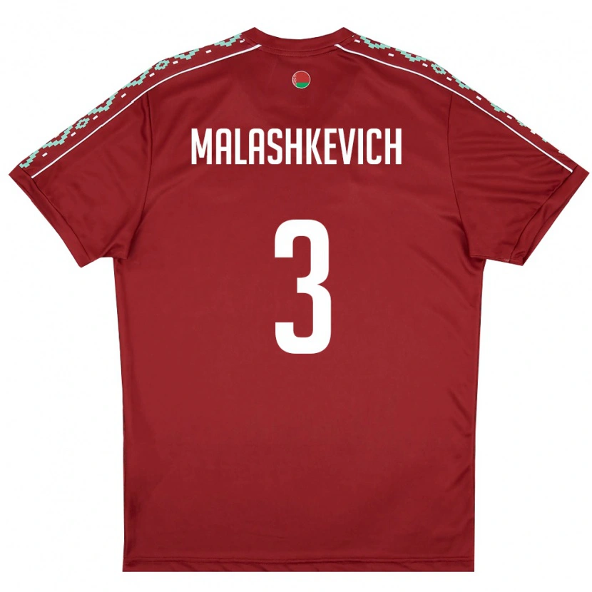 Danxen Dámské Bělorusko Dmitriy Malashkevich #3 Tmavě Červená Bílá Domů Hráčské Dresy 26-28 Dres