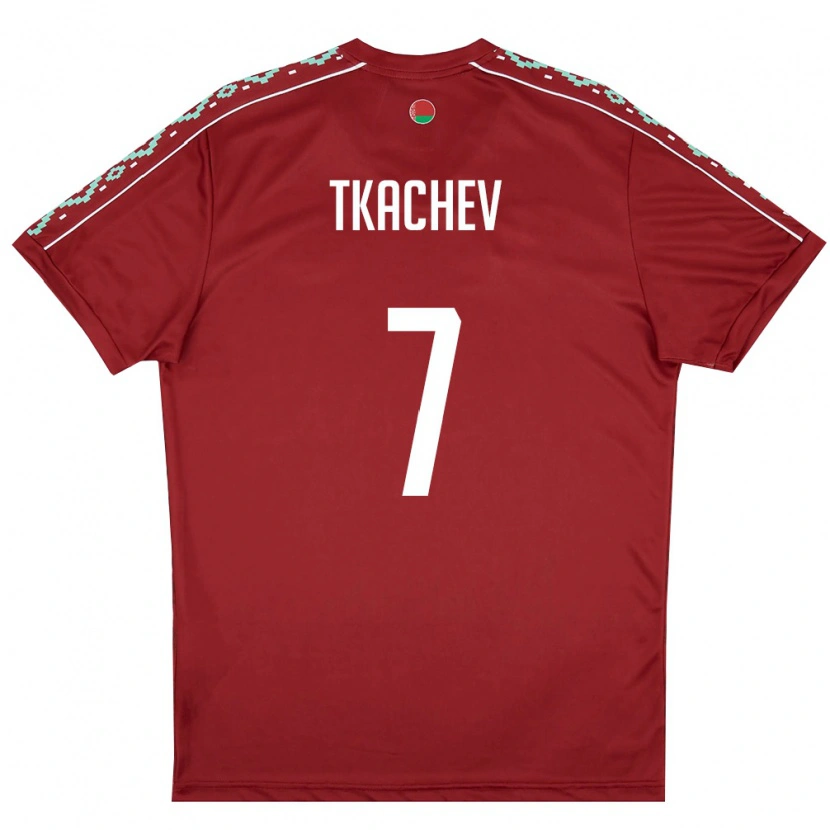 Danxen Dámské Bělorusko Timofey Tkachev #7 Tmavě Červená Bílá Domů Hráčské Dresy 26-28 Dres