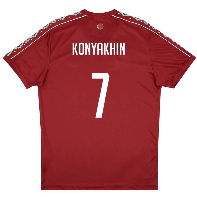 Danxen Dámské Bělorusko Artem Konyakhin #7 Tmavě Červená Bílá Domů Hráčské Dresy 26-28 Dres