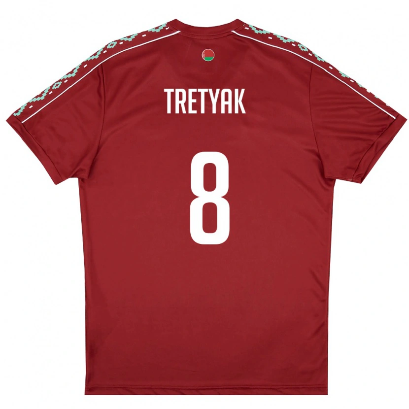 Danxen Dámské Bělorusko Vladislav Tretyak #8 Tmavě Červená Bílá Domů Hráčské Dresy 26-28 Dres